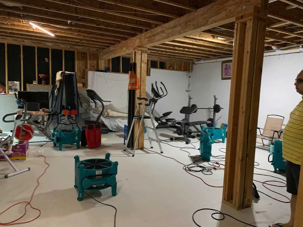 Basement drying equipment setup for Structural Drying in Warren